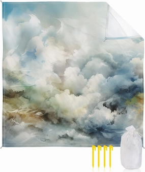 Beach Blanket Sandproof, Abstract Art Clouds and Sky Waterproof Beach Mat Lightweight Quick Drying Picnic Blanket Beach Essentials for Travel Camping Hiking 108x84in
