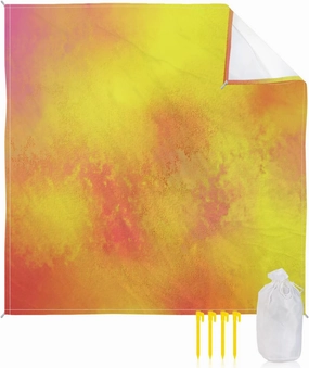 Beach Blanket Sandproof, Abstract Art Painting Watercolor Yellow Orange Ombre Waterproof Beach Mat Lightweight Quick Drying Picnic Blanket Beach Essentials for Travel Camping Hiking 108x84in