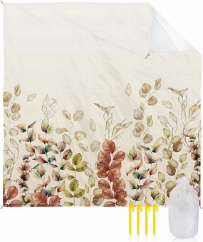 Beach Blanket Sandproof, Autumn Eucalyptus Leaves Waterproof Beach Mat Lightweight Quick Drying Picnic Blanket Beach Essentials for Travel Camping Hiking 95x80in