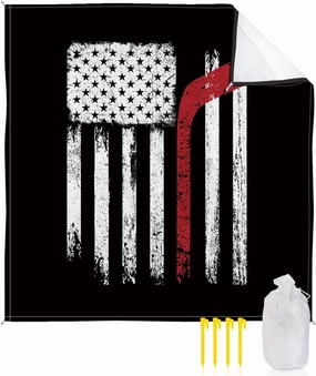 Beach Blanket Sandproof, Black American Independence Day Hockey Waterproof Beach Mat Lightweight Quick Drying Picnic Blanket Beach Essentials for Travel Camping Hiking 95x80in