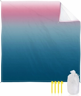 Beach Blanket Sandproof, Blue Pink Gradient Texture Waterproof Beach Mat Lightweight Quick Drying Picnic Blanket Beach Essentials for Travel Camping Hiking 108x84in
