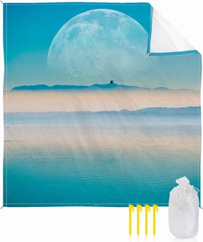 Beach Blanket Sandproof, Calm and Beautiful Blue Sea Waterproof Beach Mat Lightweight Quick Drying Picnic Blanket Beach Essentials for Travel Camping Hiking 108x84in