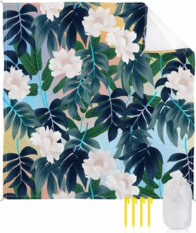 Beach Blanket Sandproof, Garden Leaf Forest Waterproof Beach Mat Lightweight Quick Drying Picnic Blanket Beach Essentials for Travel Camping Hiking 118x108in