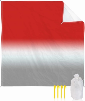 Beach Blanket Sandproof, Gradient Red White and Gray Waterproof Beach Mat Lightweight Quick Drying Picnic Blanket Beach Essentials for Travel Camping Hiking 83x79in