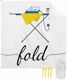 Beach Blanket Sandproof, Laundry Room Fold Clothes and Irons in White Background Waterproof Beach Mat Lightweight Quick Drying Picnic Blanket Beach Essentials for Travel Camping Hiking 118x108in