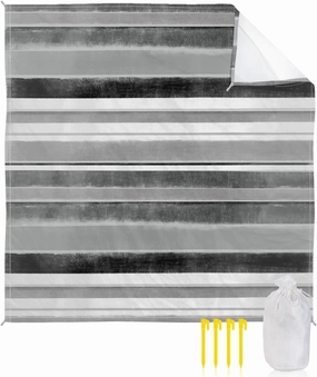 Beach Blanket Sandproof, Northern Europe Grey Vintage Stripes Waterproof Beach Mat Lightweight Quick Drying Picnic Blanket Beach Essentials for Travel Camping Hiking 118x108in