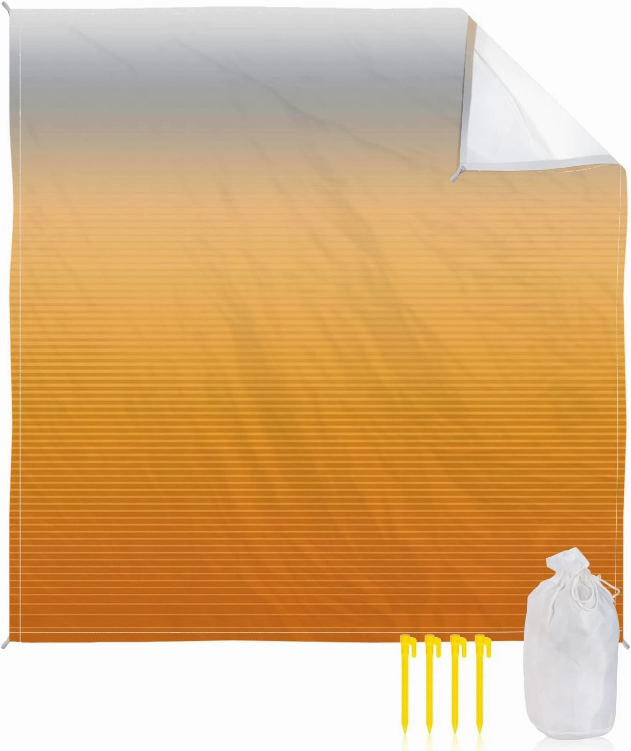 Beach Blanket Sandproof, Orange Grey Gradient Stripes Texture Waterproof Beach Mat Lightweight Quick Drying Picnic Blanket Beach Essentials for Travel Camping Hiking 83x79in