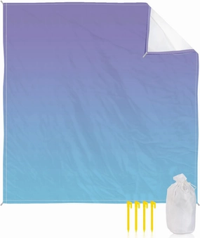 Beach Blanket Sandproof, Purple and Blue Gradient Waterproof Beach Mat Lightweight Quick Drying Picnic Blanket Beach Essentials for Travel Camping Hiking 118x108in