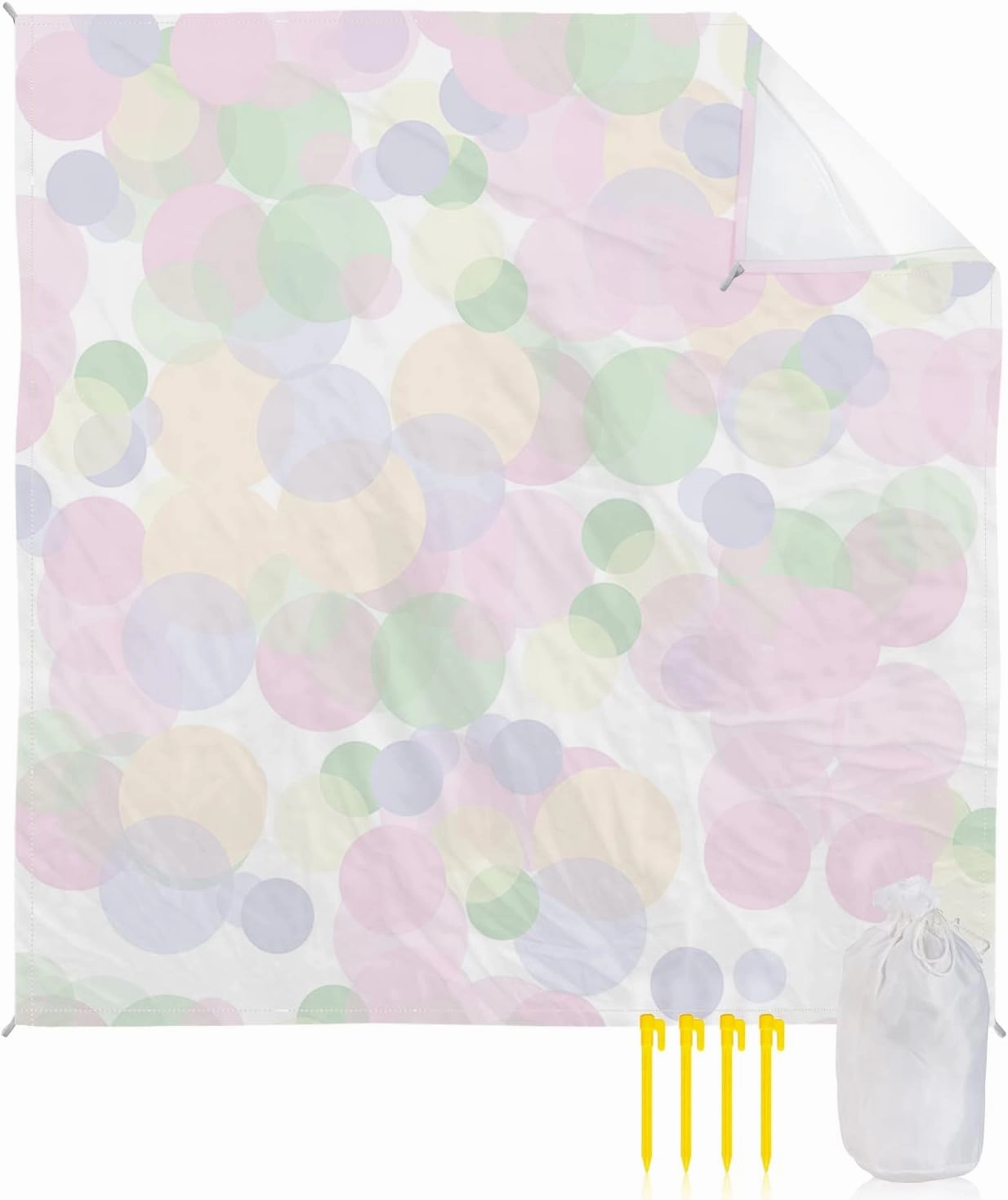 Beach Blanket Sandproof, Simple Abstract Geometric Polka Dots Waterproof Beach Mat Lightweight Quick Drying Picnic Blanket Beach Essentials for Travel Camping Hiking 118x108in