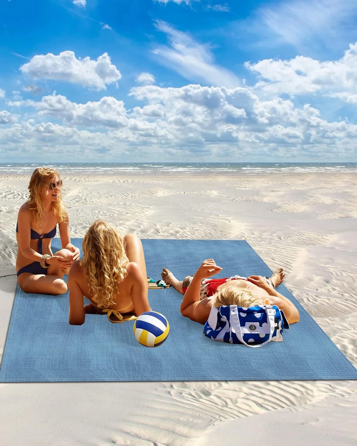 Beach Blanket Sandproof, Solid Color RoyalBlue Waterproof Beach Mat Lightweight Quick Drying Picnic Blanket Beach Essentials for Travel Camping Hiking 118x108in