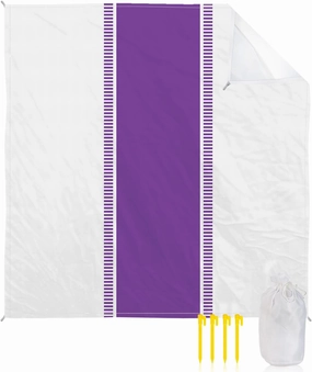 Beach Blanket Sandproof, Stripes Purple Stripes Texture Waterproof Beach Mat Lightweight Quick Drying Picnic Blanket Beach Essentials for Travel Camping Hiking 83x79in