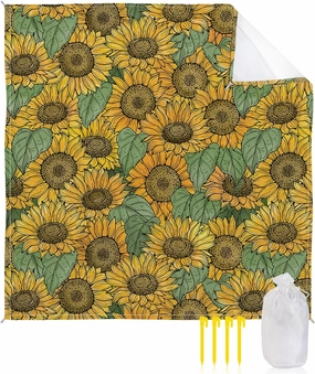 Beach Blanket Sandproof, Sunflower Rustic Flower Fall Waterproof Beach Mat Lightweight Quick Drying Picnic Blanket Beach Essentials for Travel Camping Hiking 108x84in