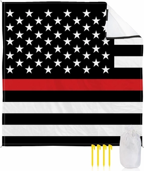 Beach Blanket Sandproof, Thin Red Line Flags American Firefighter Red Stripes Flag Waterproof Beach Mat Lightweight Quick Drying Picnic Blanket Beach Essentials for Travel Camping Hiking 118x108in