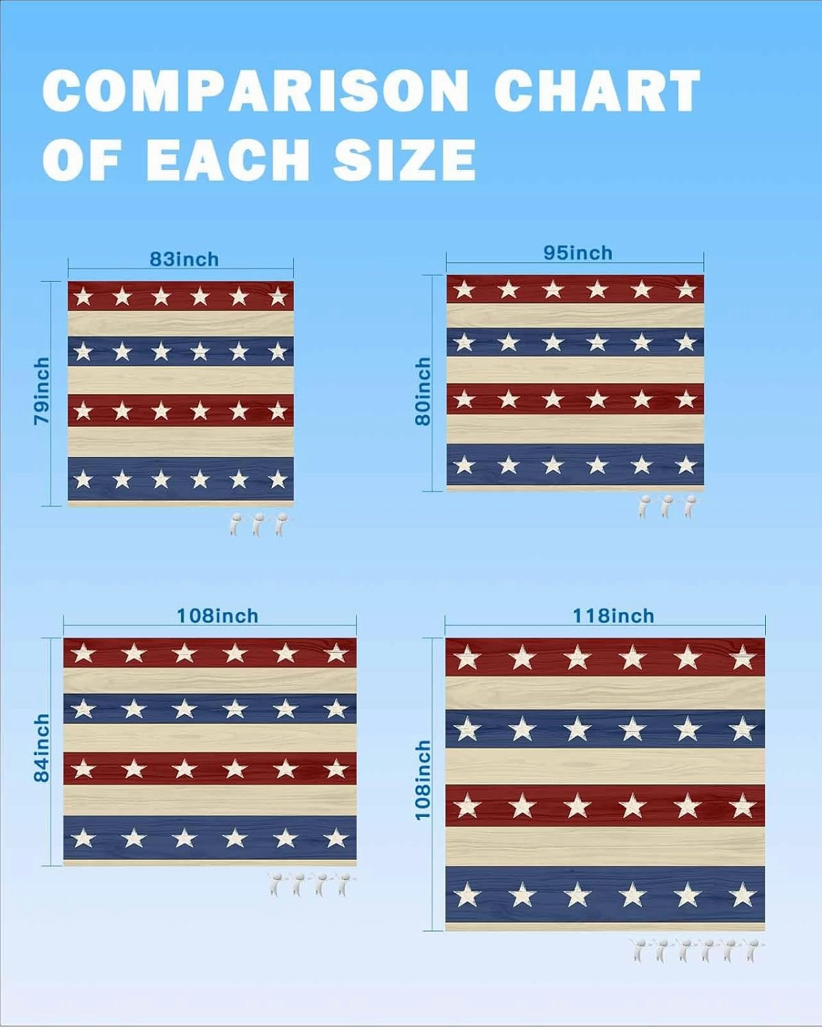 Beach Blanket Waterproof Sandproof, Independence Day Stripes and Stars Quick Drying Beach Mat with 4 Stakes, Blue Red White Line Texture Lightweight Picnic Blanket for Travel Camping Outdoor 108"x84"