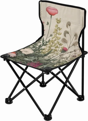 Beautiful Flora Portable Outdoor Folding Chair Anti-Slip Padded Oxford Cloth Stool Camping Chair Small for Beach Hiking Fishing Gardening Quad Camp Chair