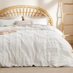 Bedsure Cotton Duvet Cover King Size - Tufted Arch Design Duvet Cover Set, 3-Piece Shabby Chic Boho Bedding, Soft and Breathable Bedding Set for All Seasons (Beige, King, 104"x90")