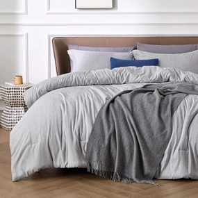 Bedsure King Size Comforter Set - Grey Soft Bedding for All Seasons, Cationic Dyed Bed Set, 3 Pieces, 1 King Size Comforter (104"x90") and 2 Pillow Shams (20"x36" 2")