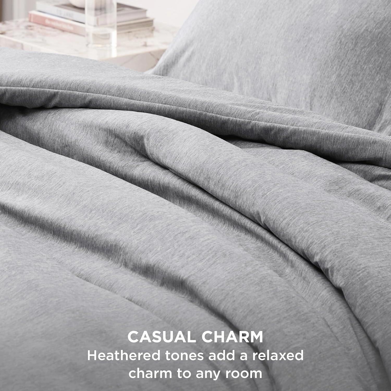 Bedsure King Size Comforter Set - Grey Soft Bedding for All Seasons, Cationic Dyed Bed Set, 3 Pieces, 1 King Size Comforter (104"x90") and 2 Pillow Shams (20"x36" 2")