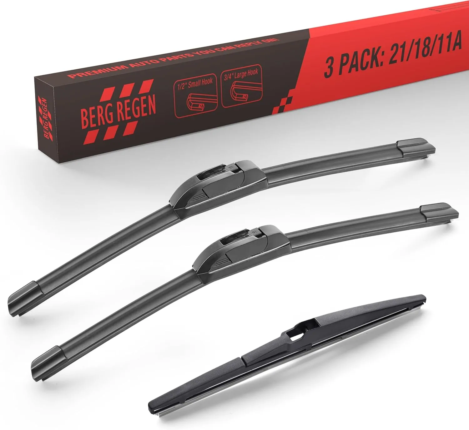 BERG REGEN 3 Wipers Windshield Wiper Blades, Replacement for Toyota Matrix 2008 2007 2006 2005-2003 Premium All-Season Automotive Original Equipment Wiper Blades Set - 21"/18"/11" (Set of 3)