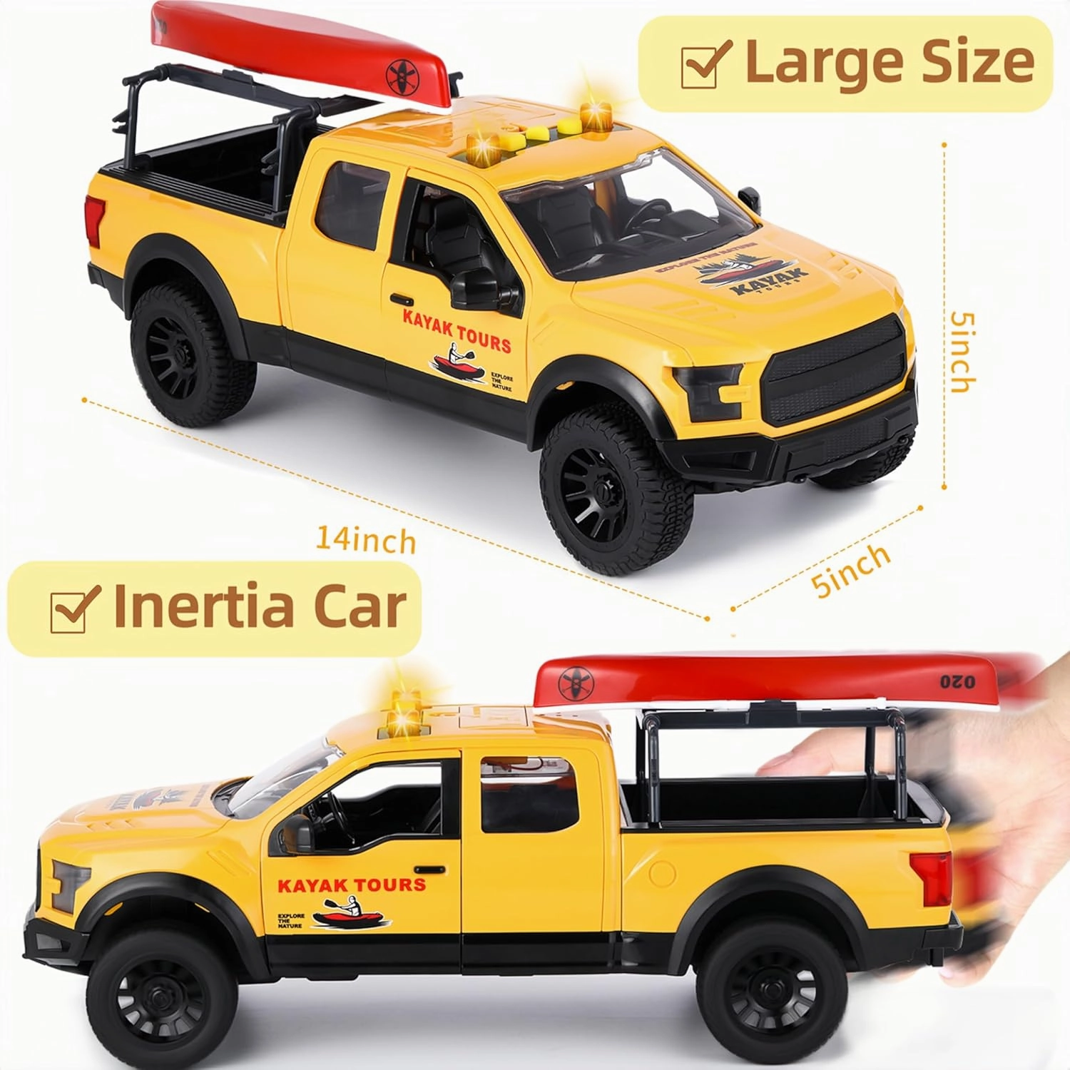 Big Truck Toys for Boys Ages 4-7, F150 Raptor Toy Pickup Truck with Light and Music, Perfect for Boys 8-12 Years Old.