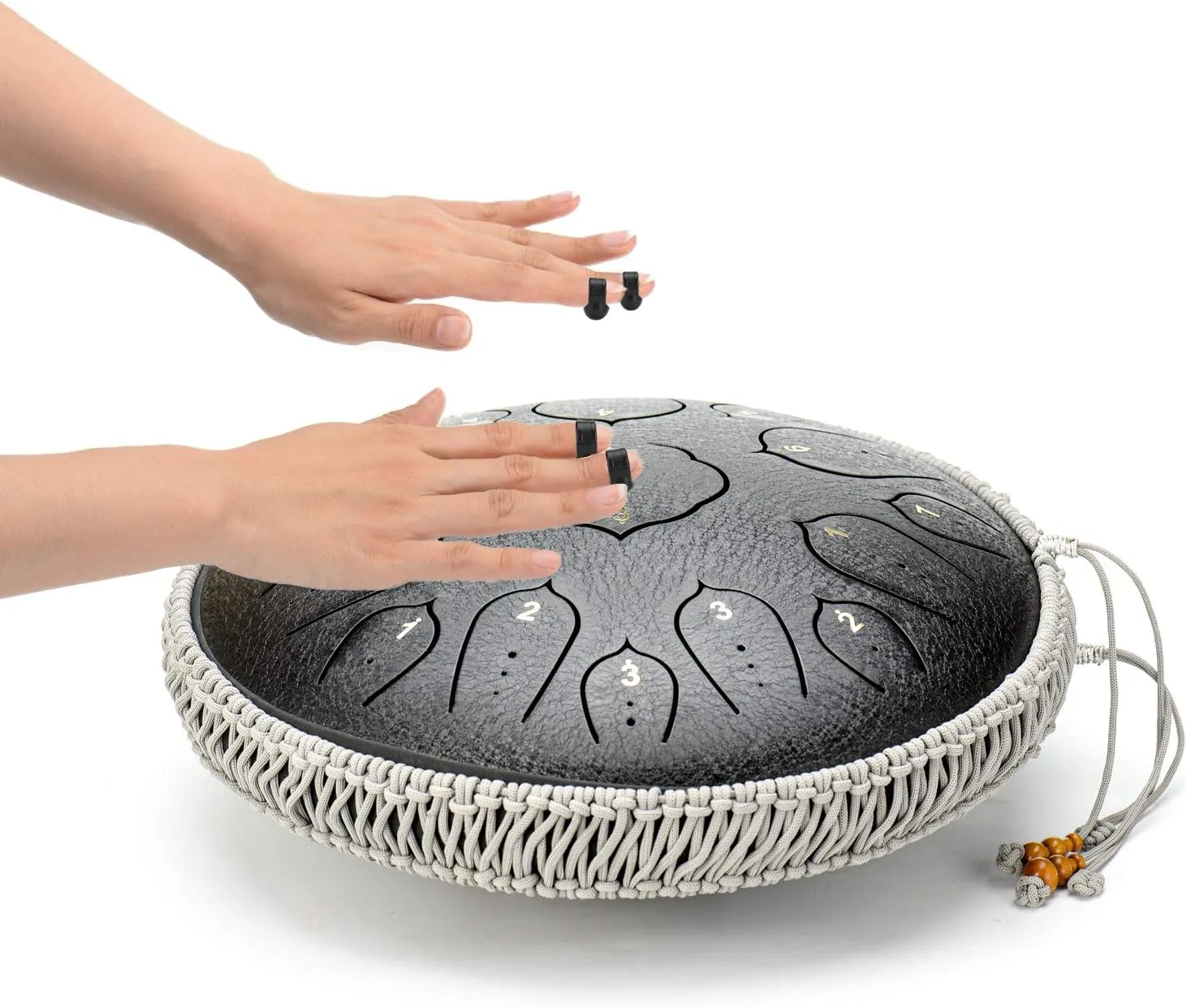 Black 15 Notes 14 Inches Steel Tongue Drum | Wide Range Steel Drum with Carrying Bag & Mallets | Tank Drum for Healing | Random Color | Ideal for Stress Relief and Meditation, Gift Idea