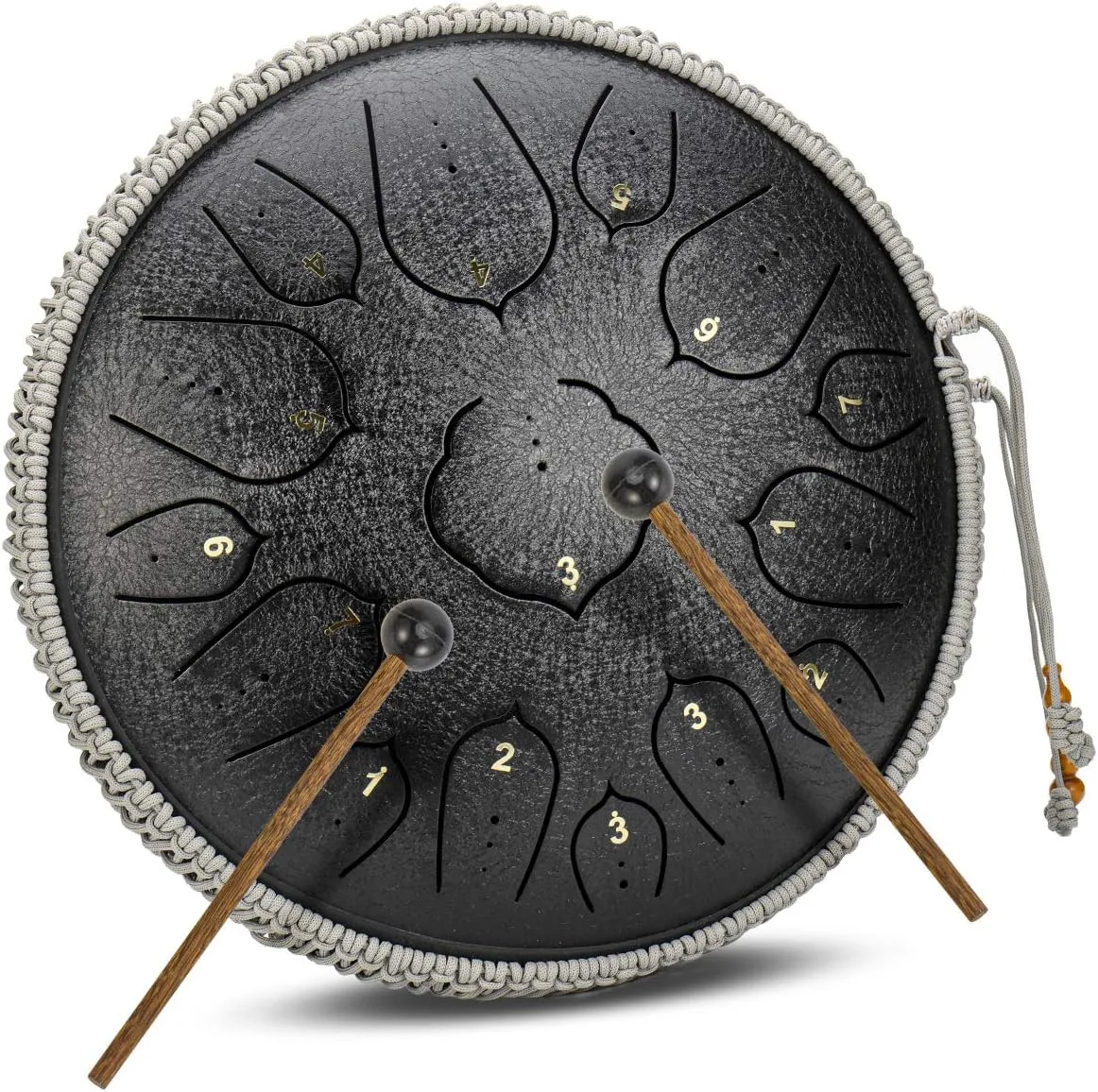 Black 15 Notes 14 Inches Steel Tongue Drum | Wide Range Steel Drum with Carrying Bag & Mallets | Tank Drum for Healing | Random Color | Ideal for Stress Relief and Meditation, Gift Idea