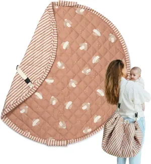 Blooom 2-in-1 Quilted Baby Play Mat & Storage Bag | Portable, Soft, and Convenient | Perfect for Travel & On-The-Go | Portable Play Mat for Baby & Toddler | Oekotex Cotton (Birds, 47 Inches)