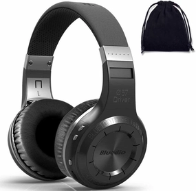 Bluedio H Turbine Wireless Bluetooth 5.0 Stereo Headphones with Mic, Shocking Bass Headphones with Storage Bag for Music Enthusiast, Voice Control (Black)