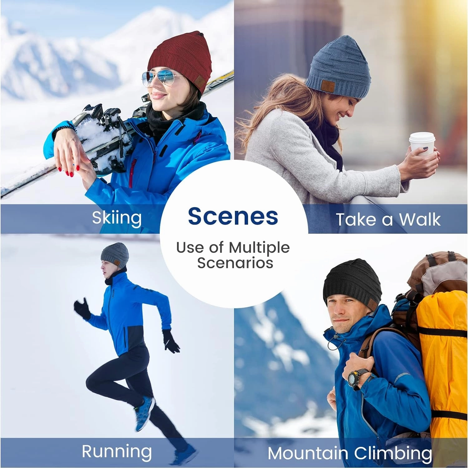 Bluetooth Beanie Hat Bluetooh 5.2 Headphone Wireless Winter Knit Hats with Stereo Speaker and Mic,Gifts for Birthday,Christmas,Thanksgiving Day
