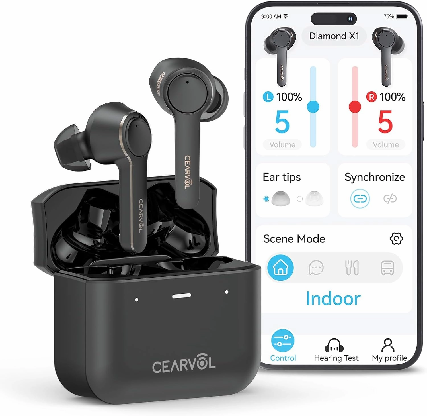 Bluetooth Hearing Aids for Seniors Rechargeable Android iOS App Control 36H Battery Life FSA HSA Eligible OTC Hearing Aids for Mild to Moderate Hearing Loss, Black