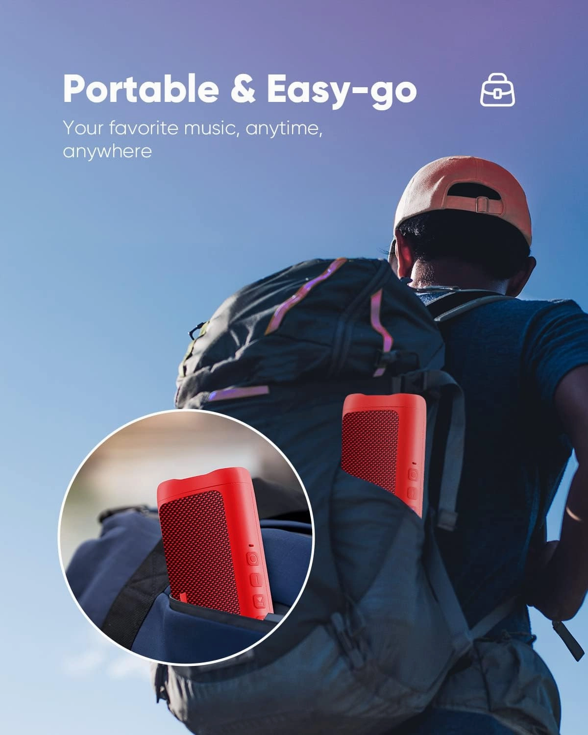Bluetooth Speaker, IPX5 Waterproof Speaker with HD Sound, Up to 20H Playtime, TWS Pairing, BT5.3, Portable Wireless Speakers for Home/Party/Outdoor/Beach, Electronic Gadgets, Birthday Gift (Red)