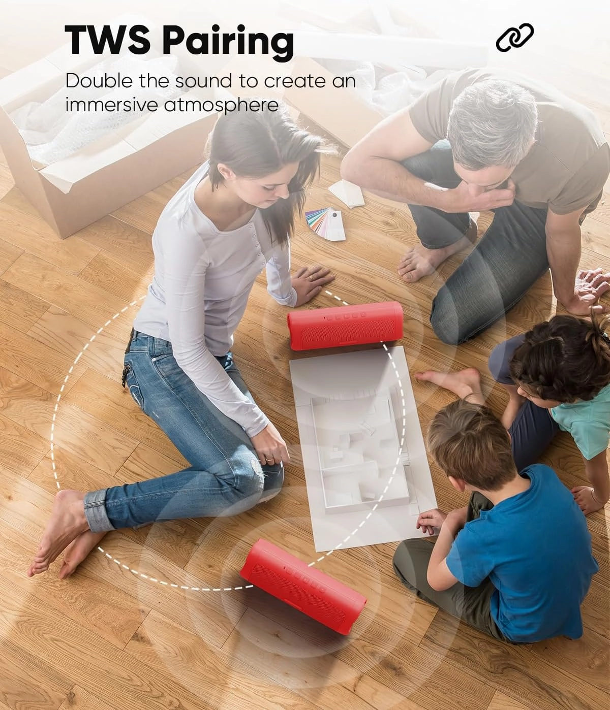 Bluetooth Speaker, IPX5 Waterproof Speaker with HD Sound, Up to 20H Playtime, TWS Pairing, BT5.3, Portable Wireless Speakers for Home/Party/Outdoor/Beach, Electronic Gadgets, Birthday Gift (Red)