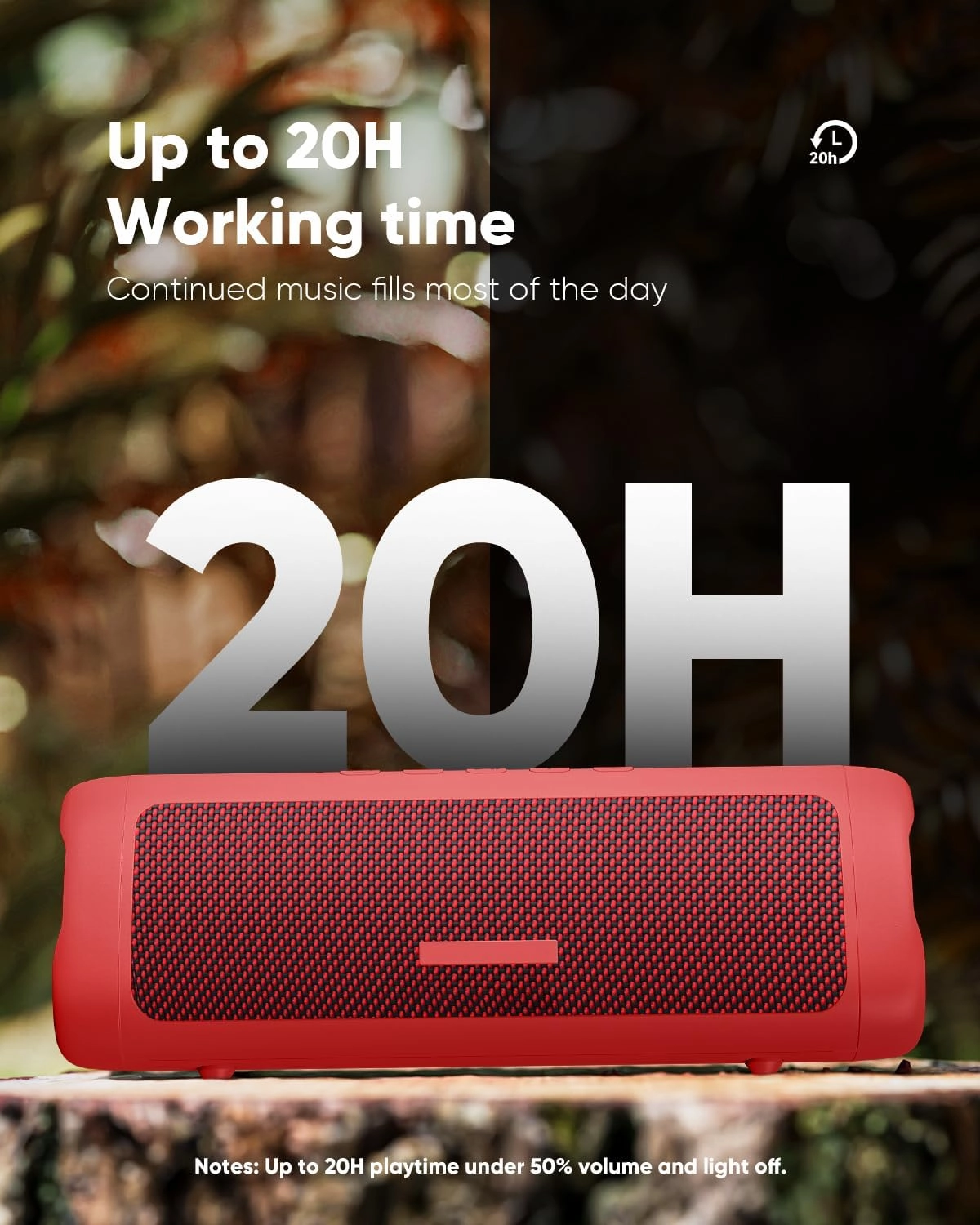 Bluetooth Speaker, IPX5 Waterproof Speaker with HD Sound, Up to 20H Playtime, TWS Pairing, BT5.3, Portable Wireless Speakers for Home/Party/Outdoor/Beach, Electronic Gadgets, Birthday Gift (Red)