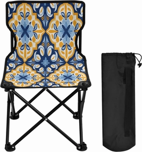 Boho Floral Portable Outdoor Folding Chair Anti-Slip Padded Oxford Cloth Stool Camping Chair Small for Beach Hiking Fishing Gardening Quad Camp Chair