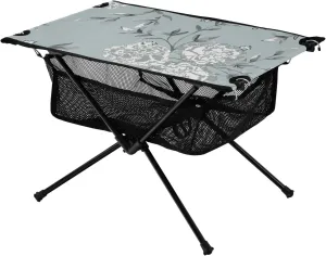 Bolaz Outdoor Folding Portable Picnic Camping Table-Grey Blue Rose pattern13,Storage Mesh for Camping Gear Accessories, Hiking, Mountaineering, Outdoor Travel
