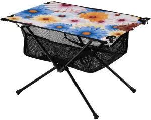 Bolaz Outdoor Folding Portable Picnic Camping Table-Sunflower Colorful Print,Storage Mesh for Camping Gear Accessories, Hiking, Mountaineering, Outdoor Travel