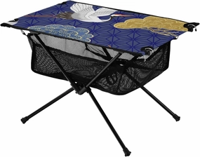 Bolaz Outdoor Folding Portable Picnic Camping Table-Crane Vintage Printing,Storage Mesh for Camping Gear Accessories, Hiking, Mountaineering, Outdoor Travel