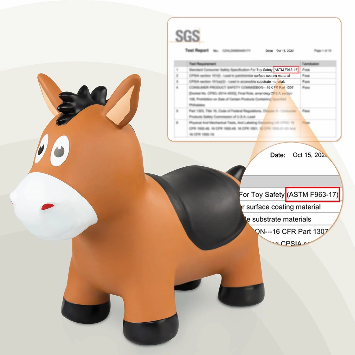 Bouncy Horse Hopping Toys, Inflatable Animal Horse Toys for Toddlers 1-3, Outdoor Indoor Bounce and Ride On Bouncer for Boys Girls, Birthday Gifts for 18 Months 2 3 4 5 6 Year Old with Pump