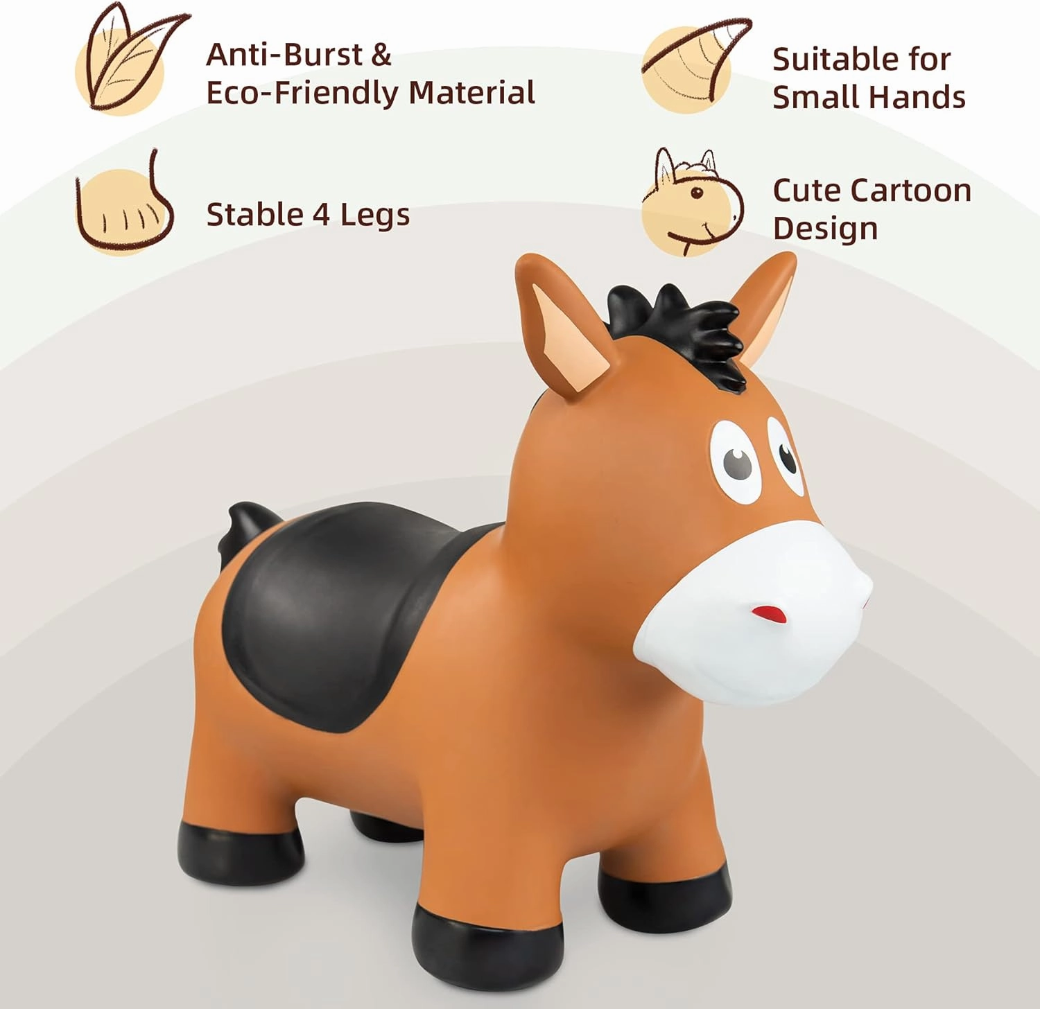 Bouncy Horse Hopping Toys, Inflatable Animal Horse Toys for Toddlers 1-3, Outdoor Indoor Bounce and Ride On Bouncer for Boys Girls, Birthday Gifts for 18 Months 2 3 4 5 6 Year Old with Pump