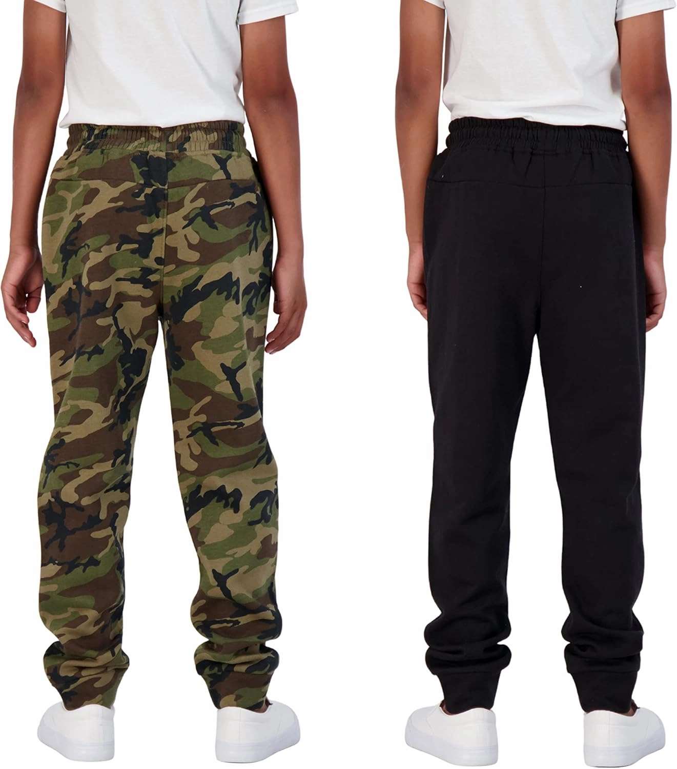 Boys 2-Pack Fleece Jogger Sweatpants with Zipper Pockets Pull on Pants for Kids