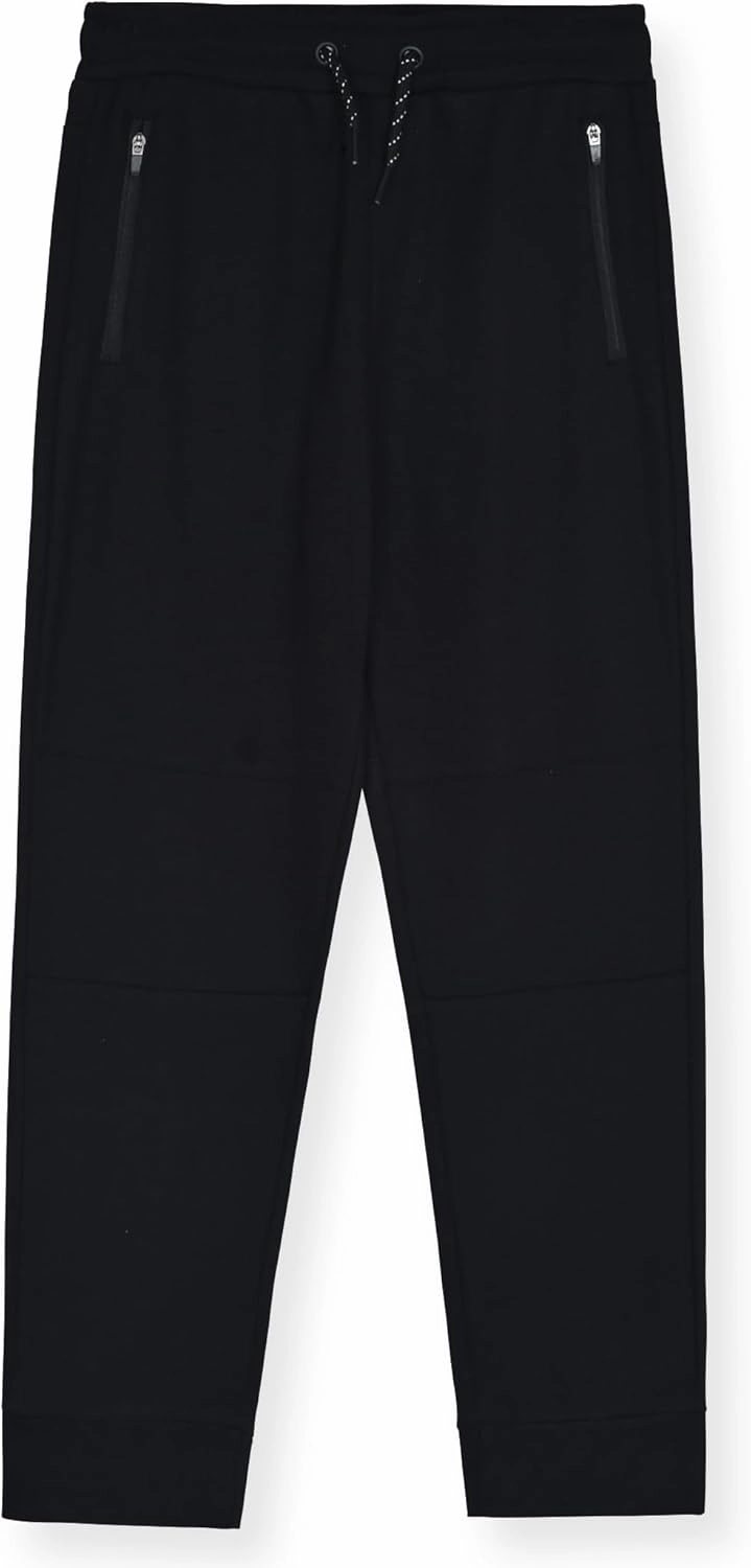 Boys 2-Pack Fleece Jogger Sweatpants with Zipper Pockets Pull on Pants for Kids