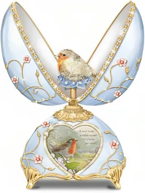 Bradford Exchange Messenger from Heaven Egg A Touch of Love & Hope Handcrafted Heirloom Porcelain with 22-Carat Gold Accents & Over 100 Hand Set Faux Crystals Musical Egg by Adrian Rigby 6.5-inches