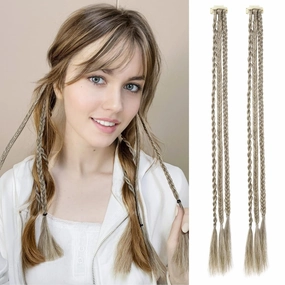 Braid Hair Extensions, REECHO 6 PCS Clip in Hair Extensions Baby Braids, 22" Long Natural Soft Synthetic Hairpieces for Women Daily Wear -(Ash Brown)