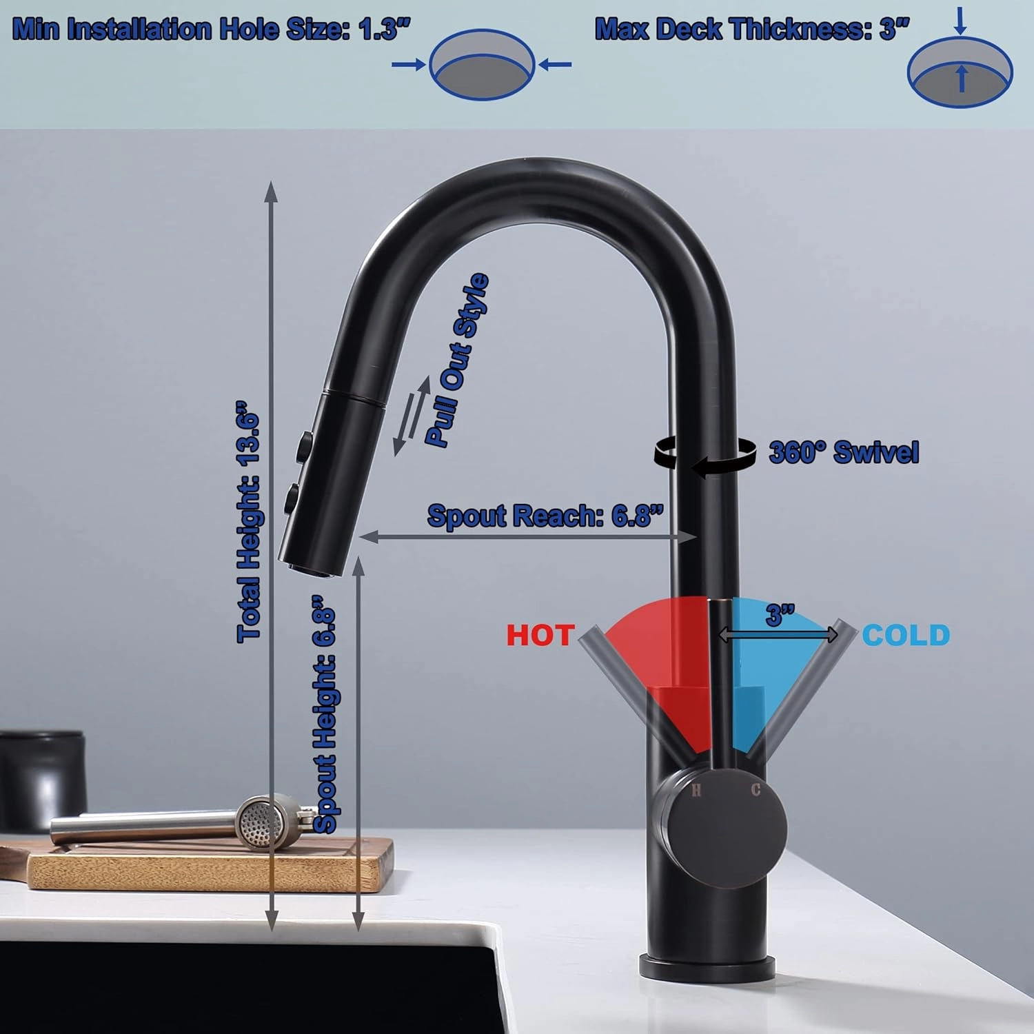Bronze Bar Faucet with Pull Out Sprayer Single Hole, JXMMP Single Handle Stainless Steel Oil Rubbed Bronze Bar Sink Faucets with Sprayer, Modern Small Kitchen Sink Faucet with cUPC Supply Hose