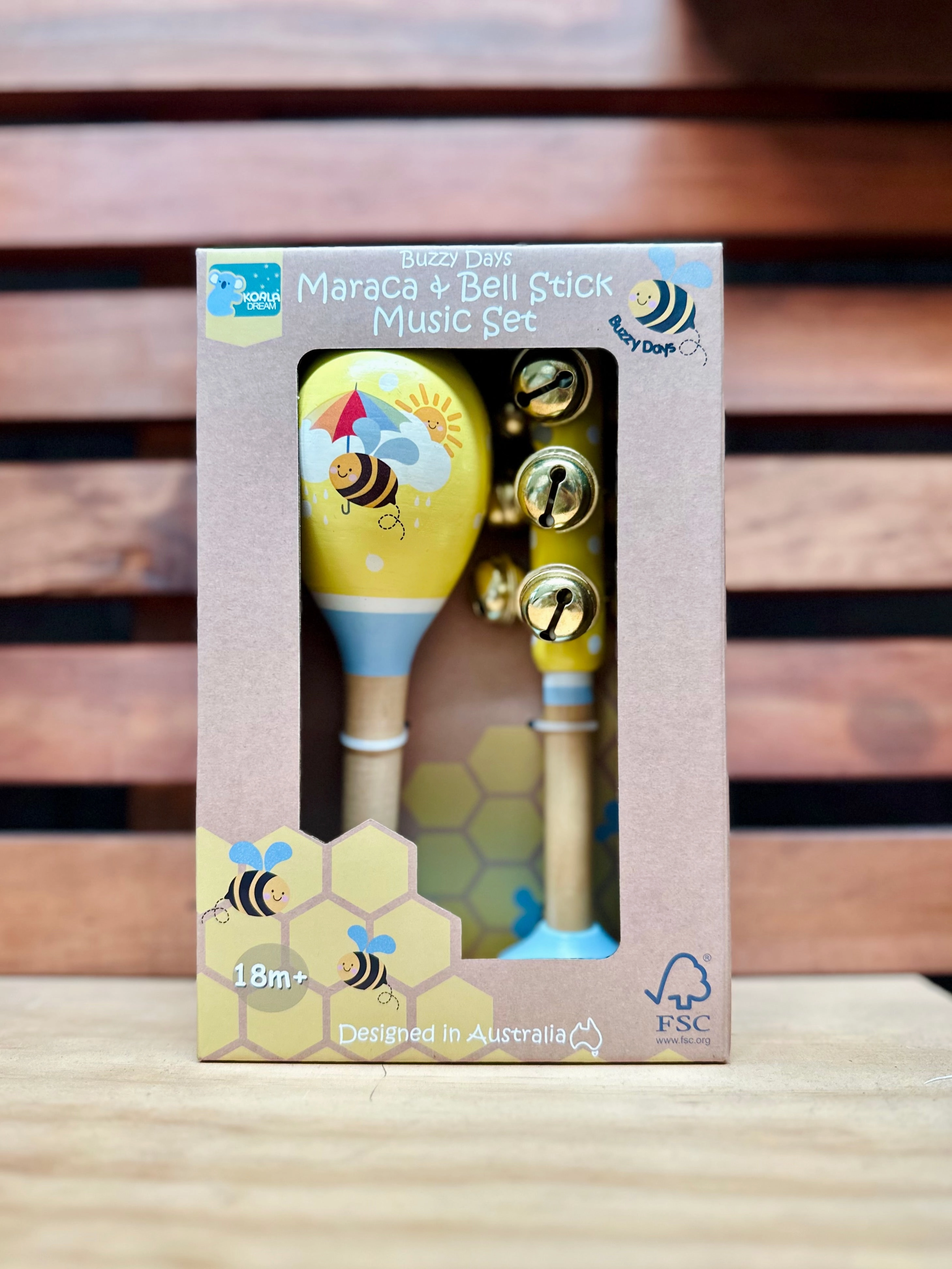 Buzzy Days Jumbo Wooden Jingle Bell Shaker & Maraca Music Set