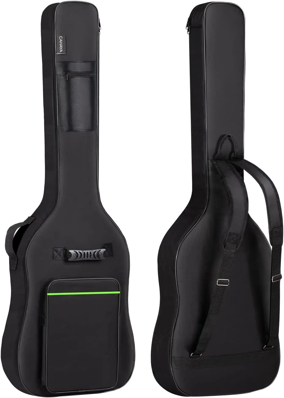 CAHAYA Bass Guitar Bag Gig Bag 0.3in Padding Black Padded Backpack Soft Electric Bass Case Green CY0292