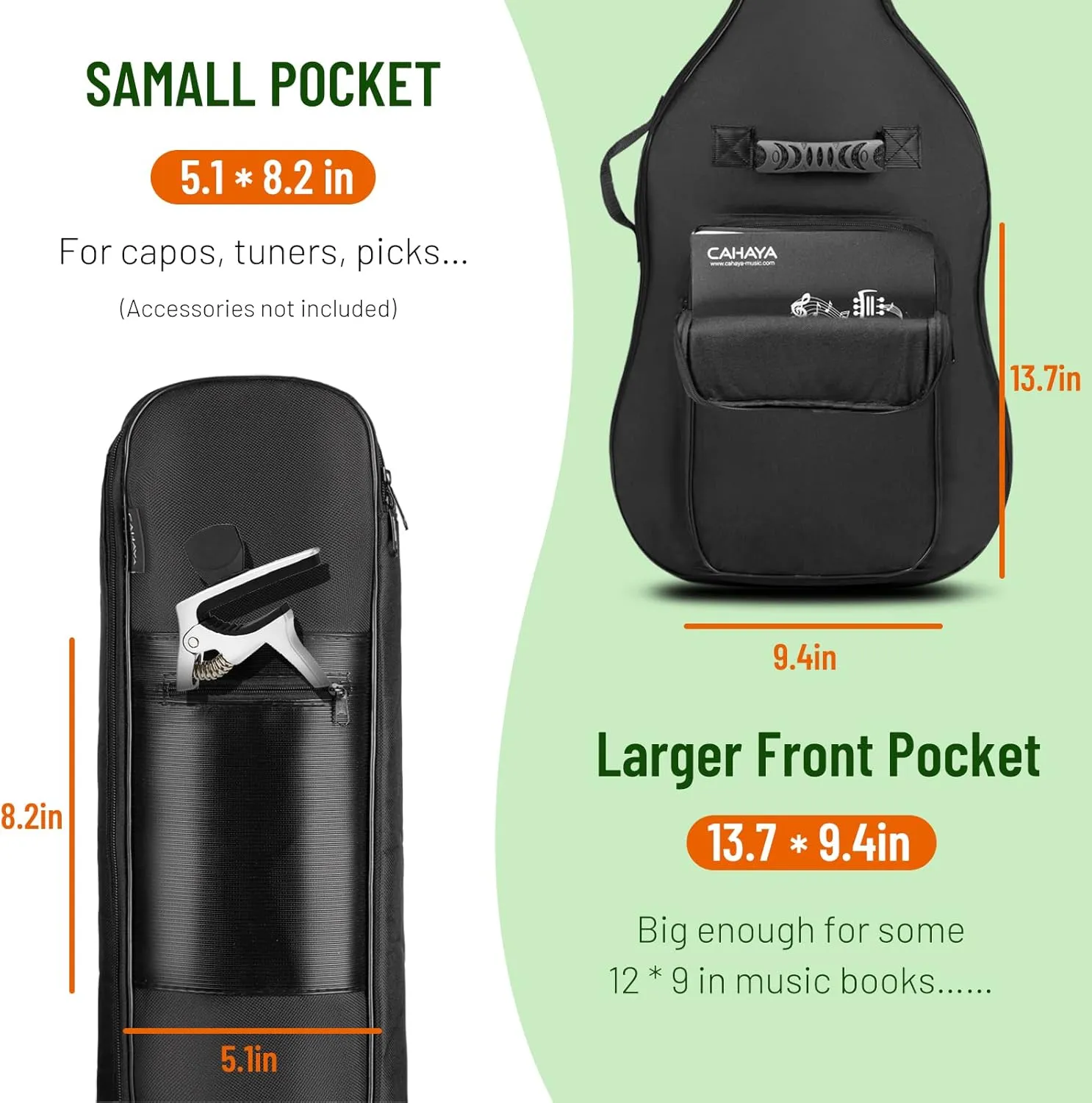 CAHAYA Bass Guitar Bag Gig Bag 0.3in Padding Black Padded Backpack Soft Electric Bass Case Green CY0292