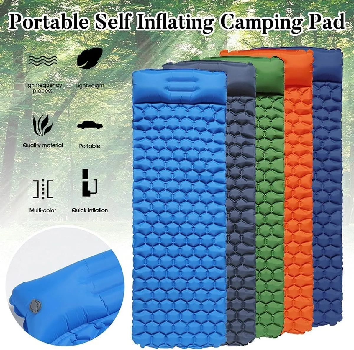 Camping Mat Inflatable Mattresses Camp Air Mattress Tent Mat Sleeping Pad Traveling Hiking Folding Bed