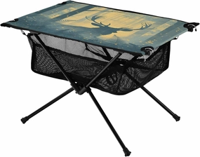 Camping Table Lightweight Portable Folding Table with Mesh Storage Net Animal Deer Light Spot Ideal for Camping Hiking Beach Picnic Travel Backyard