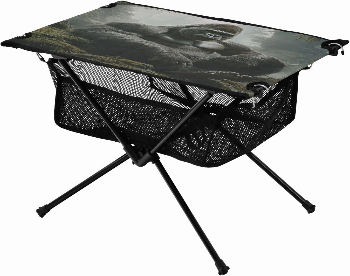Camping Table Lightweight Portable Folding Table with Mesh Storage Net Black Gorilla Forest Stone Ideal for Camping Hiking Beach Picnic Travel Backyard